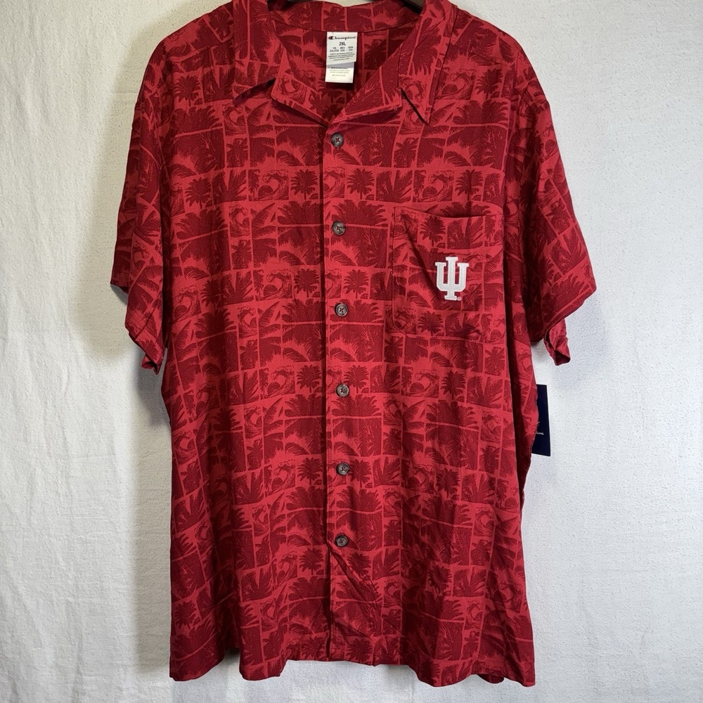 Champion Hawaiian Floral IndianaShort Sleeve Button Up Men's Shirt Size 2XL  NWT